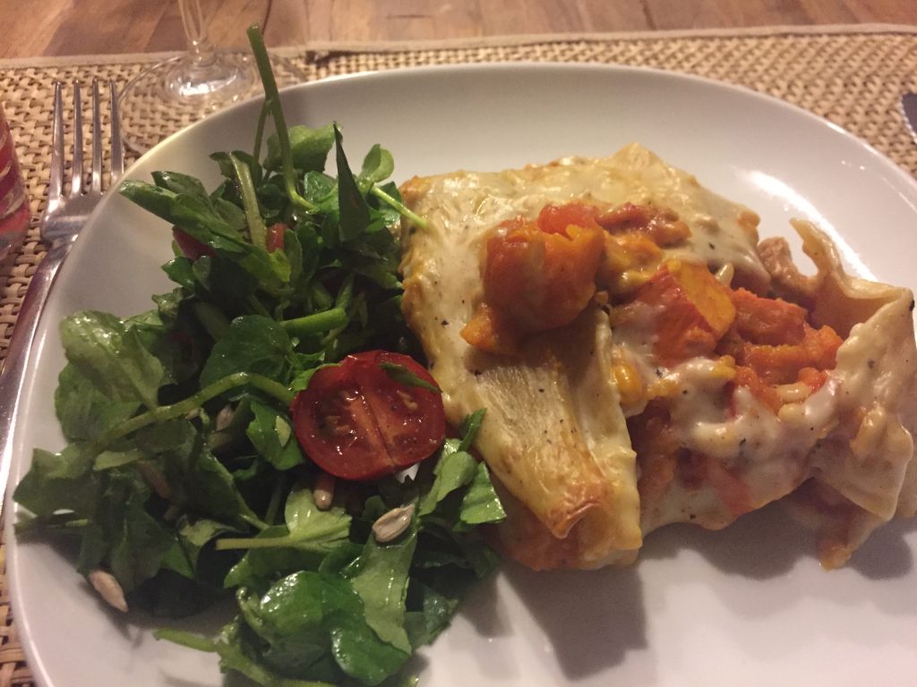 Tobias' homemade pumpkin lasagne